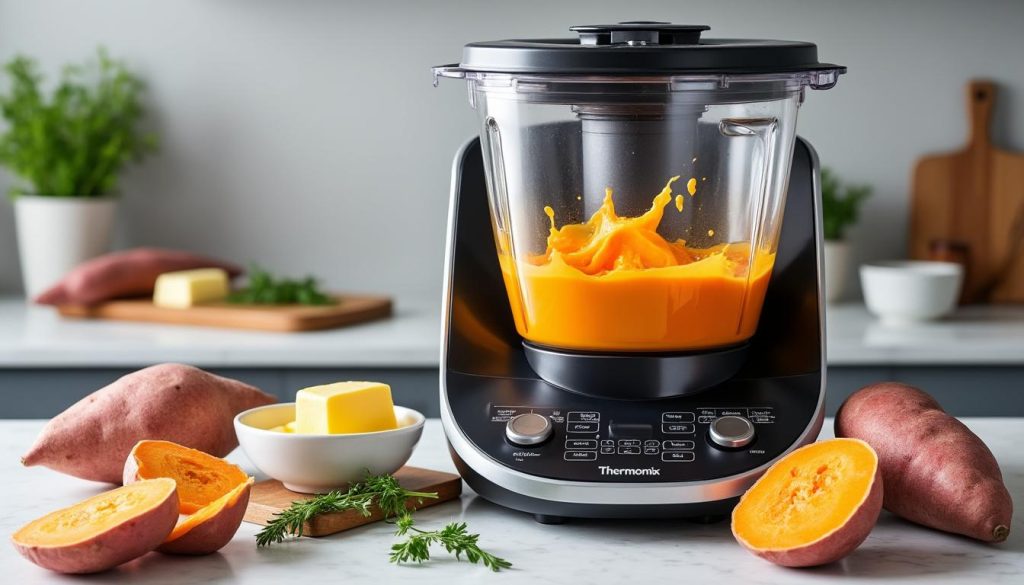 apprenez à préparer une purée de patate douce onctueuse et savoureuse avec votre thermomix grâce à notre guide facile et rapide.