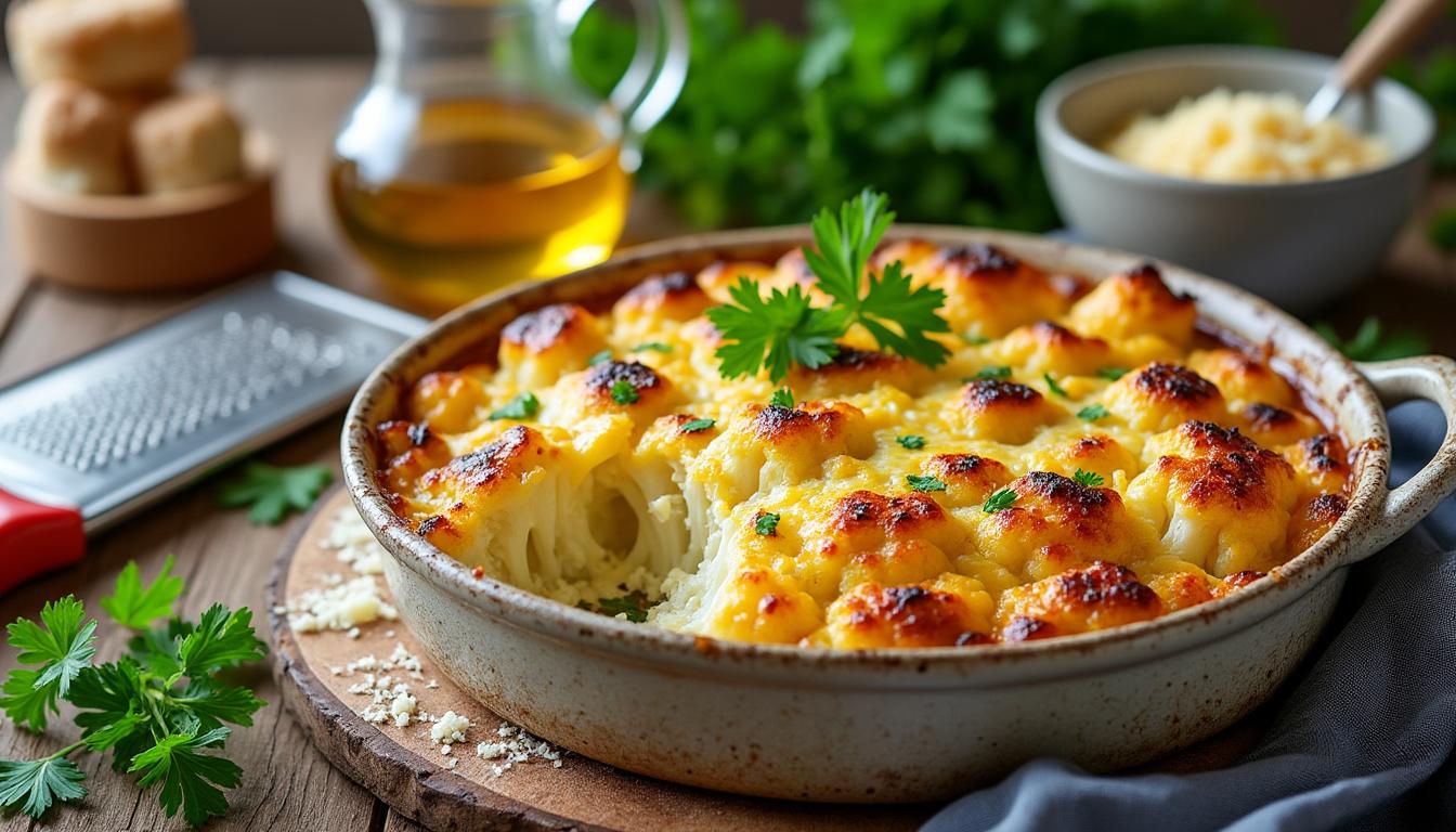 découvrez une recette facile et savoureuse de gratin de chou-fleur maison, parfaite pour un repas réconfortant et délicieux en toute simplicité.