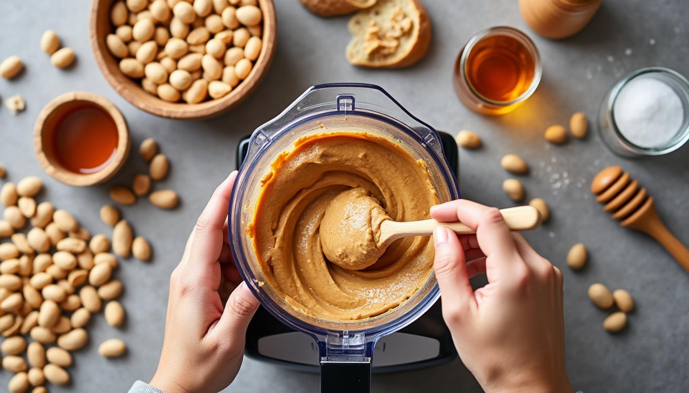 découvrez notre recette simple et rapide pour préparer votre beurre de cacahuète maison, une pâte savoureuse et naturelle à déguster au petit-déjeuner ou en collation.