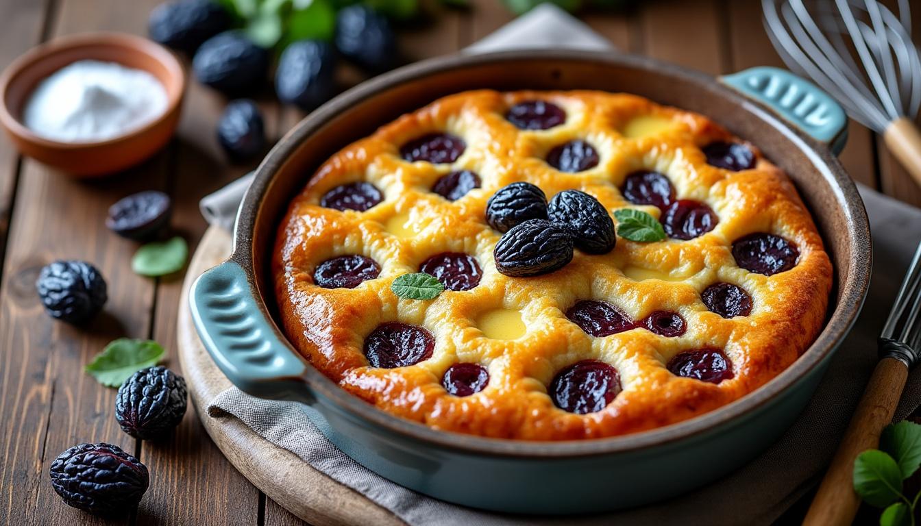 découvrez la recette traditionnelle du clafoutis aux prunes de grand-mère, un dessert authentique et savoureux à base de fruits frais et d'une pâte onctueuse.