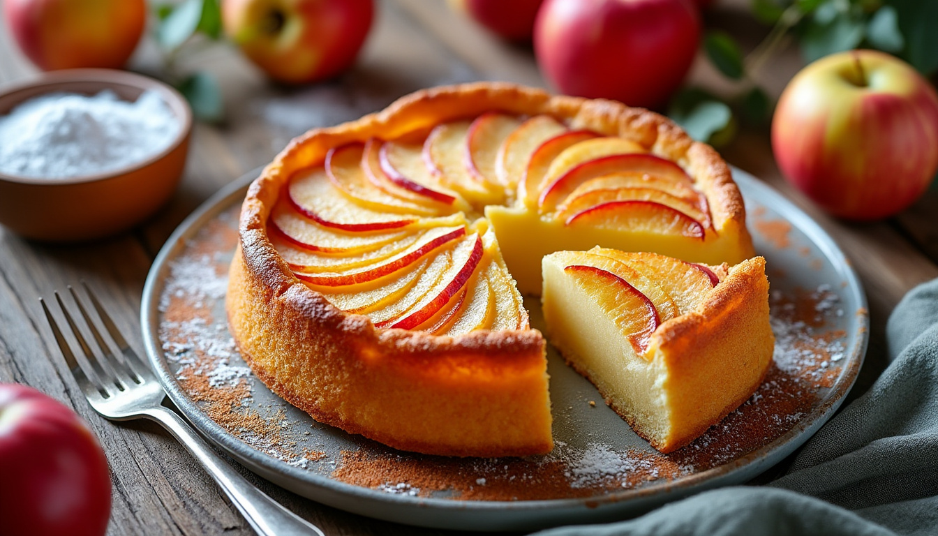 découvrez la recette simple et légère du gâteau invisible aux pommes de cyril lignac, un dessert délicieux et peu sucré, idéal pour toutes les occasions.