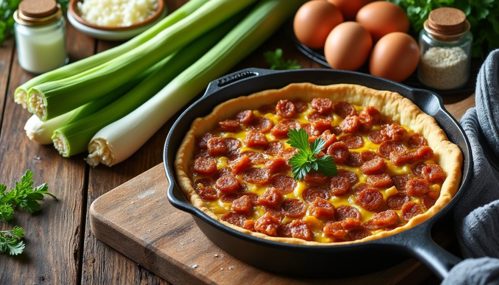 apprenez à préparer une délicieuse tarte aux poireaux et lardons maison grâce à notre recette simple et savoureuse, parfaite pour un repas chaleureux en famille.