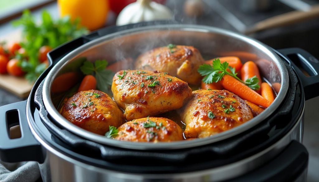 apprenez à préparer des cuisses de poulet savoureuses au cookeo en toute simplicité et rapidité grâce à notre guide étape par étape.