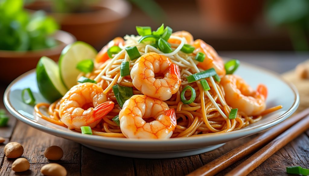 découvrez notre recette facile et savoureuse de pad thaï aux crevettes, idéale pour un repas rapide et délicieux aux saveurs thaïlandaises authentiques.