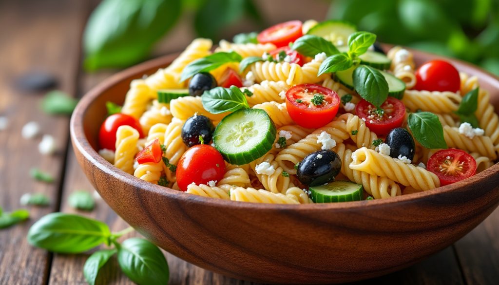 découvrez une recette facile et rapide pour préparer une salade de pâtes fraîche et savoureuse, parfaite pour vos repas d'été ou vos pique-niques.