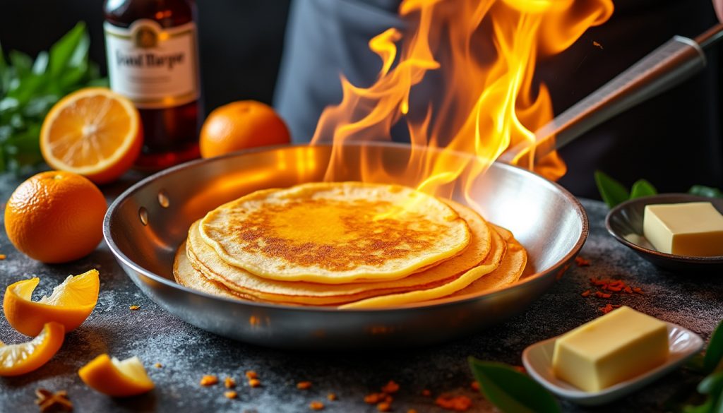 découvrez tous les secrets de la préparation des crêpes suzette, de la pâte parfaite à la sauce à l'orange flambée, pour réussir ce classique français chez vous.