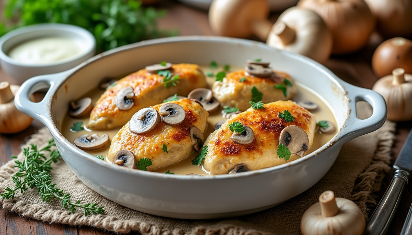 découvrez comment préparer un poulet à la crème et aux champignons, savoureux et facile à réaliser, parfait pour un repas gourmand en toute simplicité.